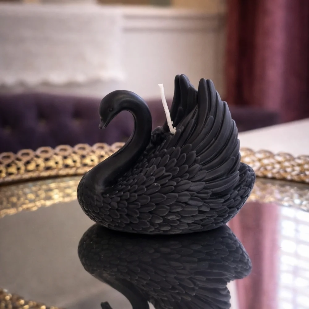 Black Swan Candle Handmade Beeswax Gothic Aesthetic Decor Gift